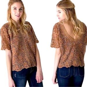 Gimmicks BKE Lace Top V Back Rust Orange size Medium The Buckle Coquette